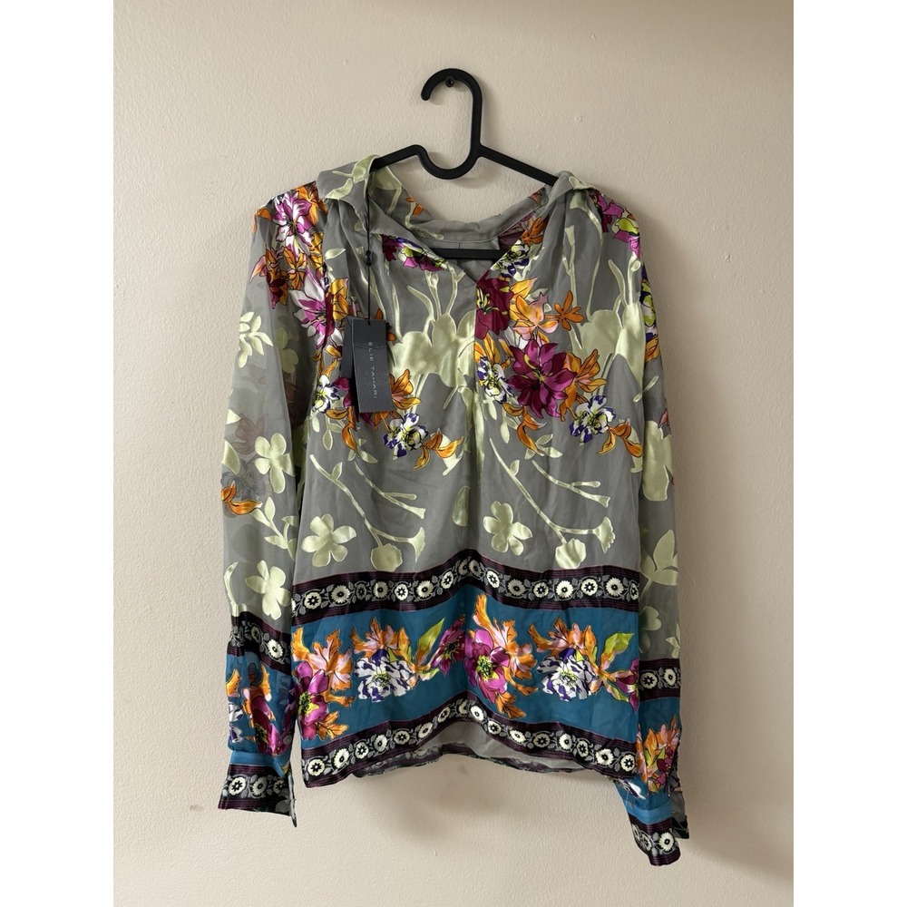 $345 NWT ELIE TAHARI SILK FLORAL TOP S
